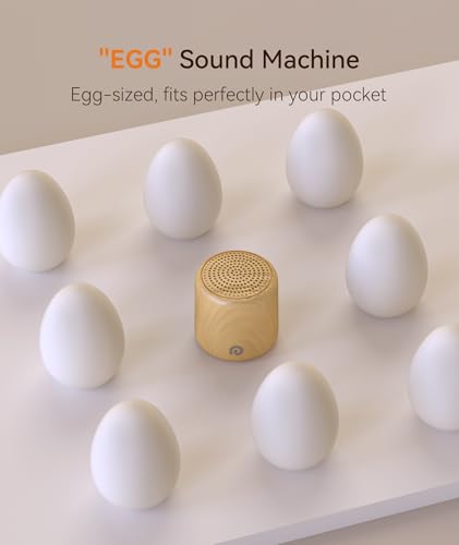 Image of Dreamegg Portable Sound Machine - Travel Sound Machine for Sleep, Features Powerful Battery, Egg-Sized, 16 Soothing Sounds, Timer, Sound Machine for Baby Adults Office Privacy Home Gift, 2 Pack, Wood
