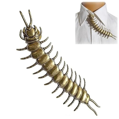 Cubrebotones de ciempiés de latón vintage accesorio broche de cuello para camisa punk