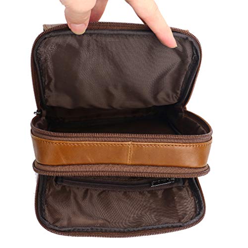 Hebetag Leather Messenger Bag Sling Crossbody Pack for Men Women Outdoor Travel Business Hiking Phone Holder Wallet Shoulder Chest Pouch Casual Daypack Brown