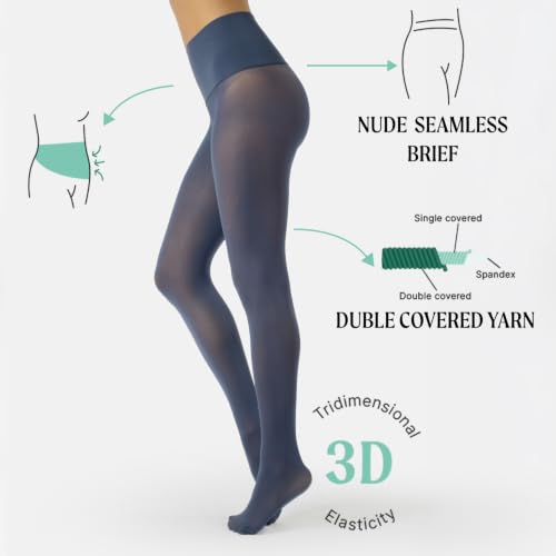 Image of CALZITALY Seamless Tights, 50 DEN High-Waist Pantyhose with no seams, Multi Color Opaque Tights - S, XXL, Italian Hosiery