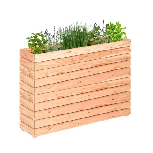 Mega Holz Pflanzkübel Modulo Lärche, Blumenkübel aus Holz, wetterfest, Innen- und Außenbereich, Witterungsbeständig, Blumenkasten für Garten, Terrasse und Balkon, Modular, Stapelbar (Hochbeet 120 cm)