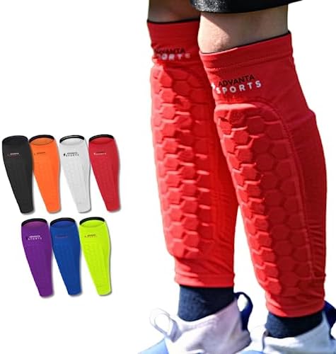 Advanta Sports Soccer Shin Guards for Kids Youth - Protective Soccer Gear Boys, Girls - Adults Men Women Compression Sleeve - Football, Boxing, Biking Shin Pads, High Impact Resistant, 1 Pair