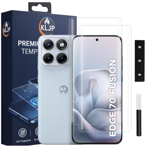 Image of Advanced HD+ UV Tempered Glass Screen Protector For Motorola Edge 70 Fusion 5G (Pack of 2) Full Adhesive UV Curved Screen Protector Case Friendly HD Clarity with installation kit
