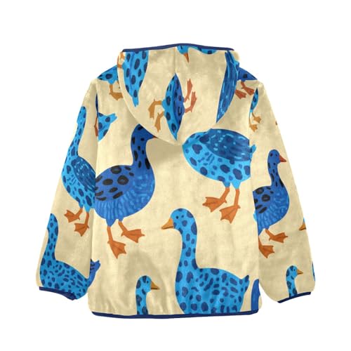 Blue Dot Ducks Toddler Fleece Jacket Girl Boys Hooded Fleece Jacket Coat Warm Outwear Zip-up 3-10T2