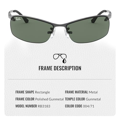 Image of Ray-Ban RB3183 Rectangle Shaped Sunglasses for Men with Official RAYBAN Eyewear Kit
