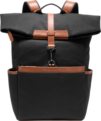 Image of Cole Haan Men's Judson Brushed Twill Backpack, Black /New British Tan