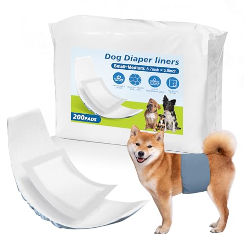 Dog Diaper Liners Regular 200 Count Absorbent and Super Soft Dog Diaper Booster Pads for Female Dog Diapers or Male Dog Belly Bands