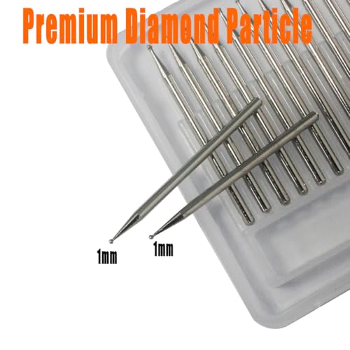 Luo ke 30Pcs Diamond Burr 3/32" Shank Ball Shape Diamond Mounted Stone Carving Bits for Rotary Tool (1.0mm) by Luo ke - Image 2