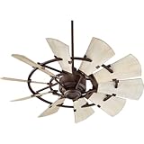 Quorum International 94410-86 I Windmill Collection 44 Inch Ten Blade Ceiling Fan - Oiled Bronze Finish I Six Speed Reversible Motor I Modern Contemporary Fixture I Light Fixture Adaptable