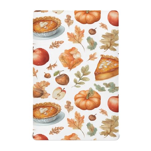 Image of Thanksgiving Pumpkins Pie Crib Sheets Soft Breathable Fitted Baby Crib Sheets Mattress Cover for Girls Boys, 52 inch x 28 inch x 9 inch
