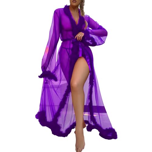 Robe longue à plumes transparente et sensuelle avec traine