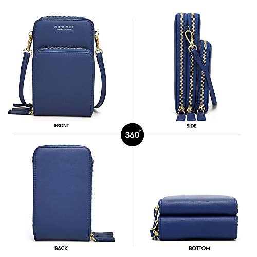 Image of myfriday Small Cell Phone Crossbody Bag, Multi-pocket & 6 Card Slots | 6 card slots, multi-pocket zipper layout and soft synthetic leather keep phone, lipstick, coins and keys ready outdoors