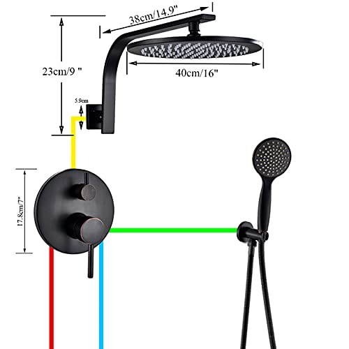 Pommeau de douche 12 pouces noir avec douchette pour un rituel bien-être quotidien