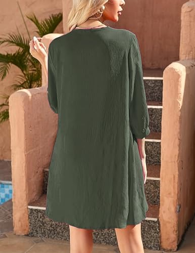 Image of Yekaty Kimonos for Women Lightweight Summer Cardigan Loose Beach Cover Up | kimono cardigans for women, 3 /4 sleeve layer with hip-covering fit for beach, vacation and casual summer outfits