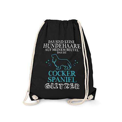 Fashionalarm Turnbeutel - Sin Hundehaare - Cocker Spaniel Glitzer - Fun mochila Sport-Beutel refrán regalo Hunde-Besitzer English divertidos, color Negro , tamaño talla única