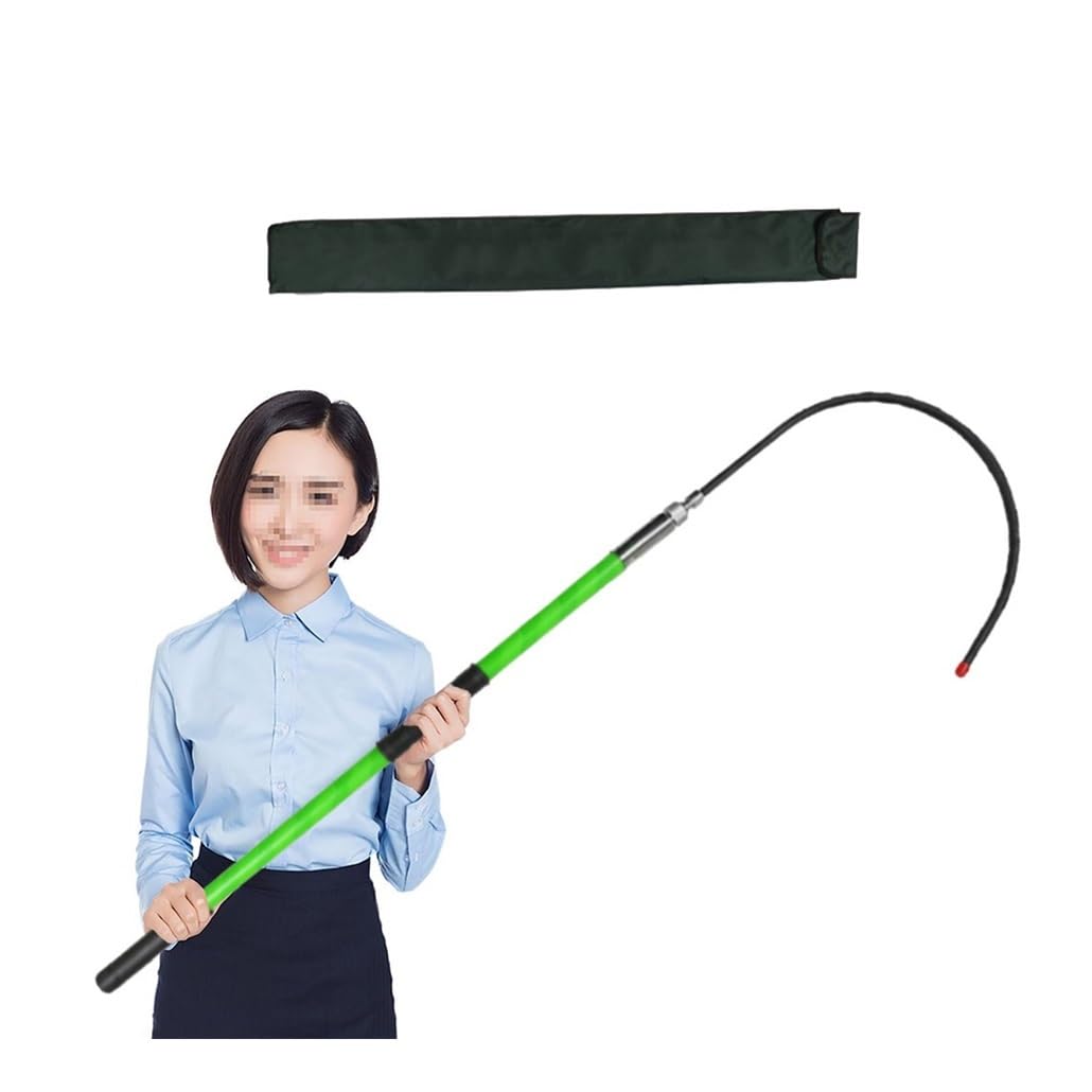 MSHGSKU High Voltage Insulated Fiberglass Rescue Hook with Canvas Bag, 1.5m (4.9ft) Anti-Electrocution Hotstick for Electricians - Durable & Safe Electric Rescue Tool (Green)