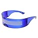 zeroUV - 80s Futuristic Cyclops Cyberpunk Visor Sunglasses with Semi Translucent Mirrored Lens (Clear Blue/Smoke)