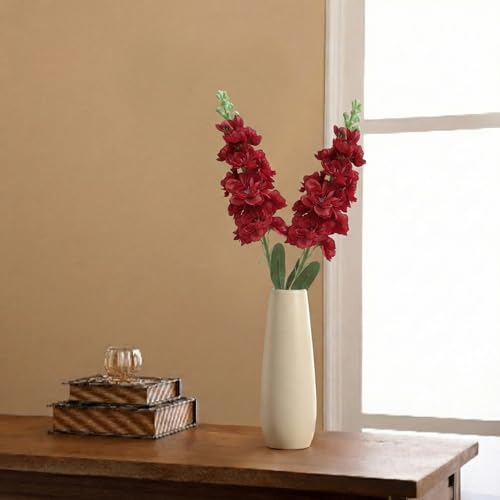 Image of Decor & More 2 PCS Realistic Silk Delphinium Long Stem Artificial Flowers Bunch Without Pot | Artificial Flower for Decoration | Long Artificial Flowers for Big Vase | Home & Restaurant (Without Pot)