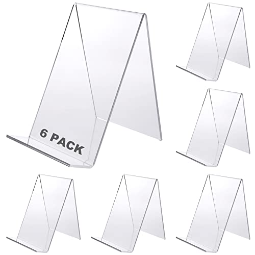 Dajave 6 Pack 4X6 Inch Acrylic Book Stands, Clear Acrylic Easel Display Stand, Clear Book Tablet Holder For Displaying Pictures, Books,Notebooks, Cd, Artworks #TOP20