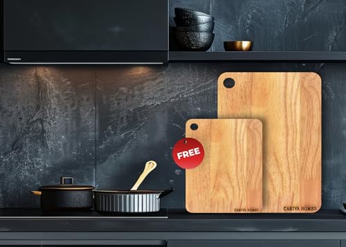 Image of Wooden Chopping Board 22 x 32 CM - Durable Cutting Board for Kitchen Rectangular Shape - Knife Friendly Wood for Vegetables, Fruits Include Free 22 X 18 CM Chopping Board Inside