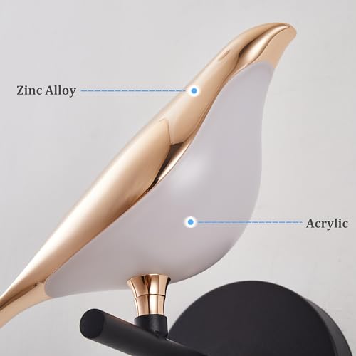Image of Bird Wall Sconce, Fun Wall Light with Acrylic Shade, LED Birds Wall Lamp, Art Deco Wall Mount Lamp for Bedroom, Stairway, Corridor (1 Light)