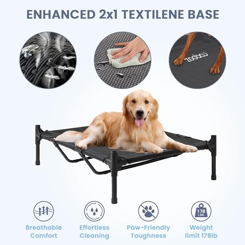Zooba 48" XL Outdoor Dog House – Weatherproof Elevated Pet Shelter, Breathable Mesh & Steel Frame, Easy to Assemble & Clean, Large Dog Houses for All Seasons (Grey) by Zooba - Image 4