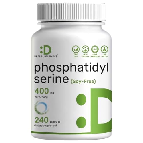 Phosphatidylserine Supplement, 400mg Serving, 240 Capsules β Soy Free Sunflower Lecithin Source