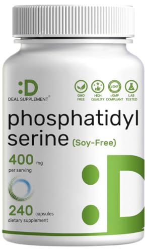 Phosphatidylserine Supplement 400mg Serving 240 Capsules Soy Free Sunflower Lecithin Source