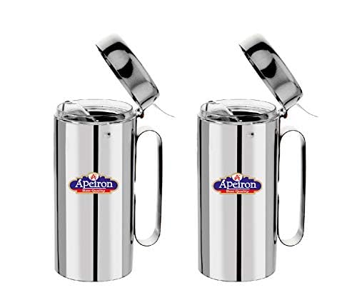 Apeiron Stainless Steel | Oil Dispenser | Cooking Oil Dispenser | Oil Stopper | Oil Pourer | Sliver | (1250ml Pack of 2) 1