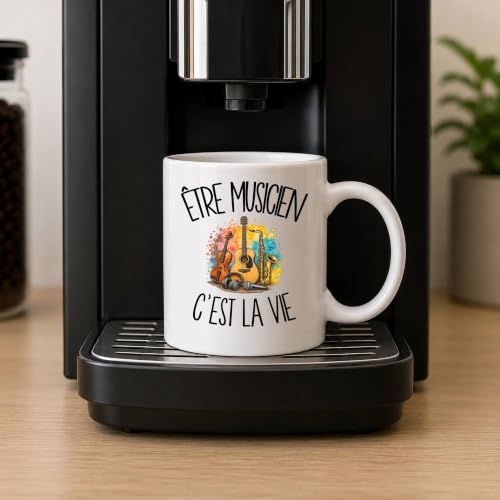 Planetee Mug Être musicien c'est la vie | Tasse en Céramique 330 ml Recto Verso Passe au Lave-Vaisselle | Café Thé Bureau Maison | Cadeau Artiste Collègue Anniversaire Noël – vue 3