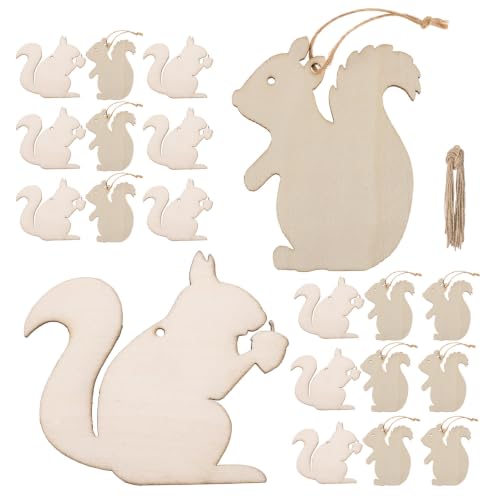 Toyvian Unbemalte Eichhörnchen Holzornamente zum Basteln