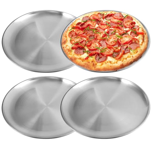 4 Piezas 30 cm Bandeja Pizza Horno, Bandejas Pizza Horno Redondas y Antiadherentes, Resistente a Altas Temperaturas y Fácil de Limpiar, Plato Pizza para Hornear, Freír, Aperitivos, Postres y Catering