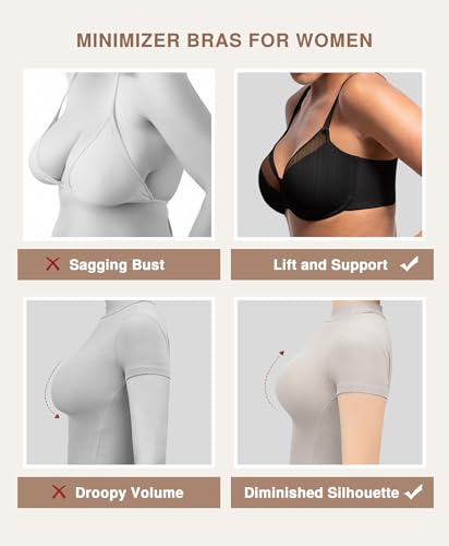 Image of Lover-Beauty Minimizer Bras for Women Full Coverage Unlined Underwire Bras Plus Size Lifting Bra for Heavy Breast