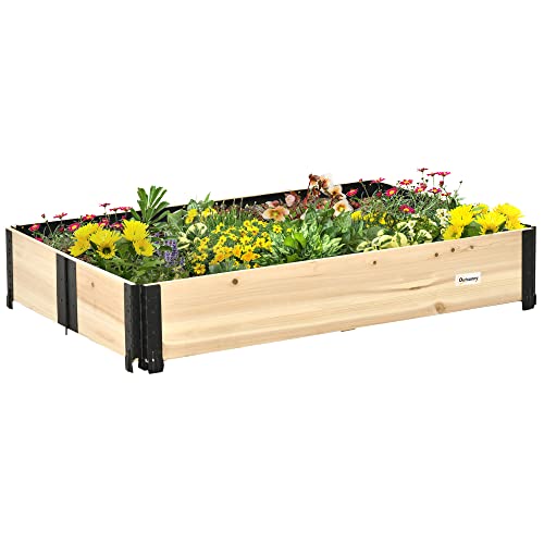 Outsunny Foldable Raised Garden Bed, Wooded Elevated Ground Planter Box With Insert Extended Steel Corners, 47 X 31 X 9In, For Vegetables, Flower, Herb #TOP14