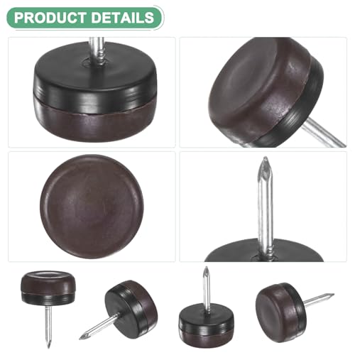 Patins de meubles de 2 cm à clouer avec base marron robuste pour pieds de chaises - 3
