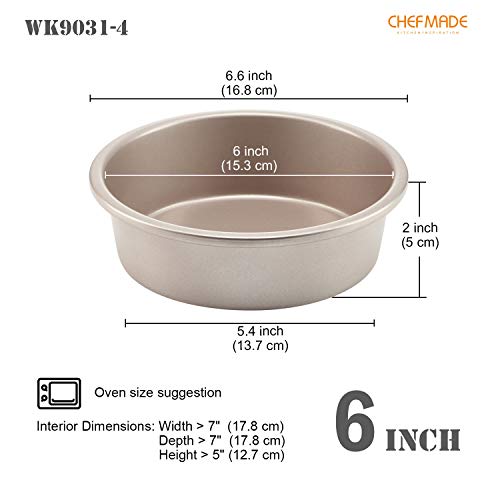 image for CHEFMADE Mini Round Cake Pan Set, 6-Inch 4Pcs Non-Stick Round Cake and