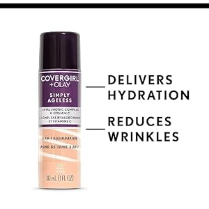 CoverGirl & Olay Simply Ageless 3-in-1 Liquid Foundation, Matte Finish, Hyaluronic & Vitamin C Formula, Cruelty Free, Creamy Natural, 1 Count 6 41VfsbLtcsL. SS300