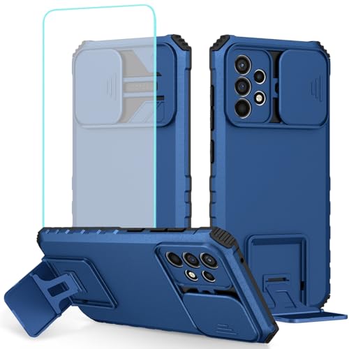 Coque Samsung A32 4G antichoc à béquille robuste et protège caméra bleu