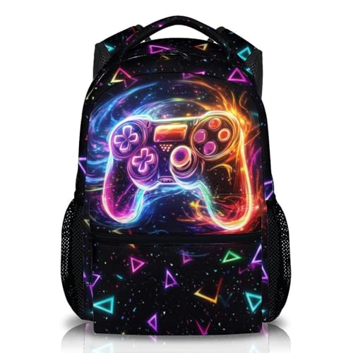 Boys Backpack, Colorful Game Schoolbag for Kids, Cool Backpack for Gift, 17 Inch Student Bookbag for Outdoor Hiking Picnicking and School