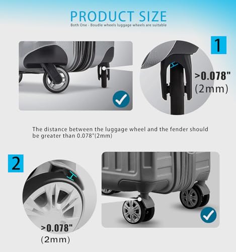 8 pack Luggage Wheel Covers,Adhesive Silicone Silent luggage wheel suitcase wheel covers protector covers Cover for Carry-on Luggage 2-2.6 inches (grey)3