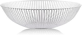 Cdemiy Metal Fruit Bowl, Fruit Basket, Modern Styling Decorative Round Fruit Baskets, for Kitchens, Fruit Holder, Decorative Stand and Snack Bread (White)