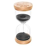 ABXKZ 1 Minute Sand Timer, Wooden Hourglass Sand Clock, Small Beech Wood Black 1 Min Hour Glass, One Minutes Sandglass for Brushing Teeth, Reloj De Arena, Classroom, Game, Kitchen, Home, Office