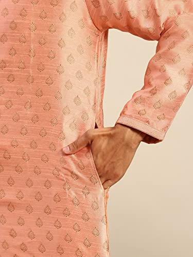 Image of Rajubhai Hargovindas Men's Silk Kurta With Ethnic Motifs Work Woven Design