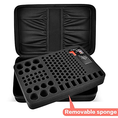 Comecase Hard Battery Organizer Storage Box, Carrying Case Bag Holder - Holds 148 Batteries AA AAA C D 9V - with Battery Tester BT-168 (Batteries are Not Included)