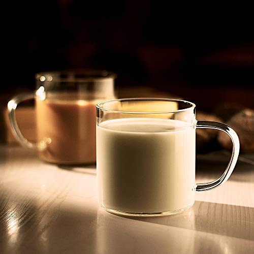 Luxu Glass Coffee Mugs Set Of 4,Large Wide Mouth Mocha Hot Beverage Mugs (14Oz),Clear Espresso Cups With Handle,Lead-Free Drinking Glassware,Perfect For Latte,Cappuccino,Hot Chocolate,Tea And Juice #TOP5