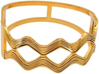 Stainless Steel Wide Bracelet With Special Designn For Girls - Gold - 4569