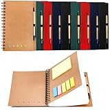 SOUJOY 10 Pack Lined Spiral Notebook, A5 Notepad with Pen, Kraft Paper Notebook with Sticky Notes and Page Marker Colored Index Tabs for School Office