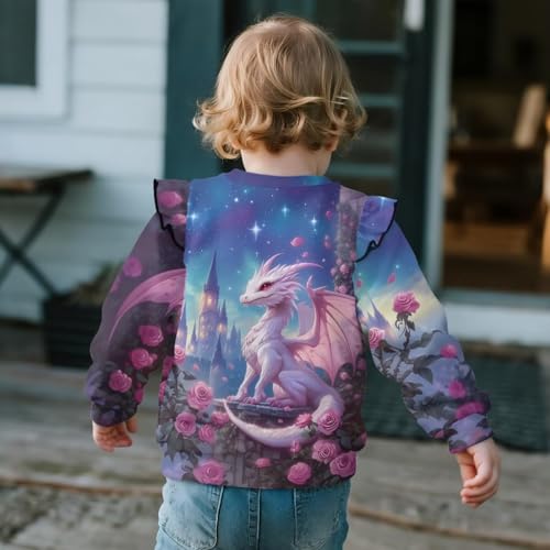WELLFLYHOM Girl's Graphic Shirts Top 1-8T Long Sleeve Crewneck Sweatshirts Pullover Drop Shoulder Sweater Top3