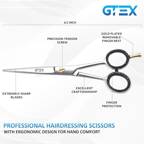 gtex hair scissors 65 inch professional hair cutting scissors for women men adults - barber scissors hair shears - super sharp haircut scissors - tijeras de peluqueria profesional
