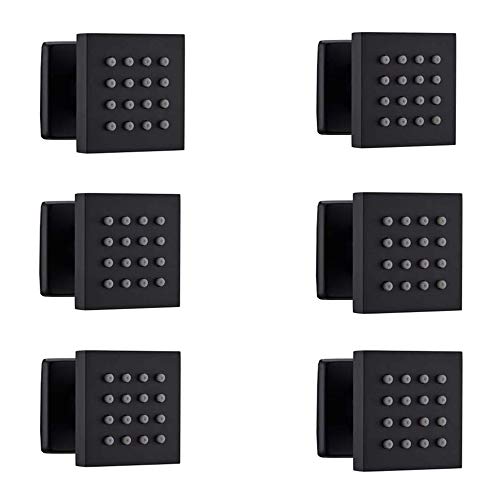 HOMEDEC Brass Square Shower Body Spray Jets Head (Matte Black, 6pcs